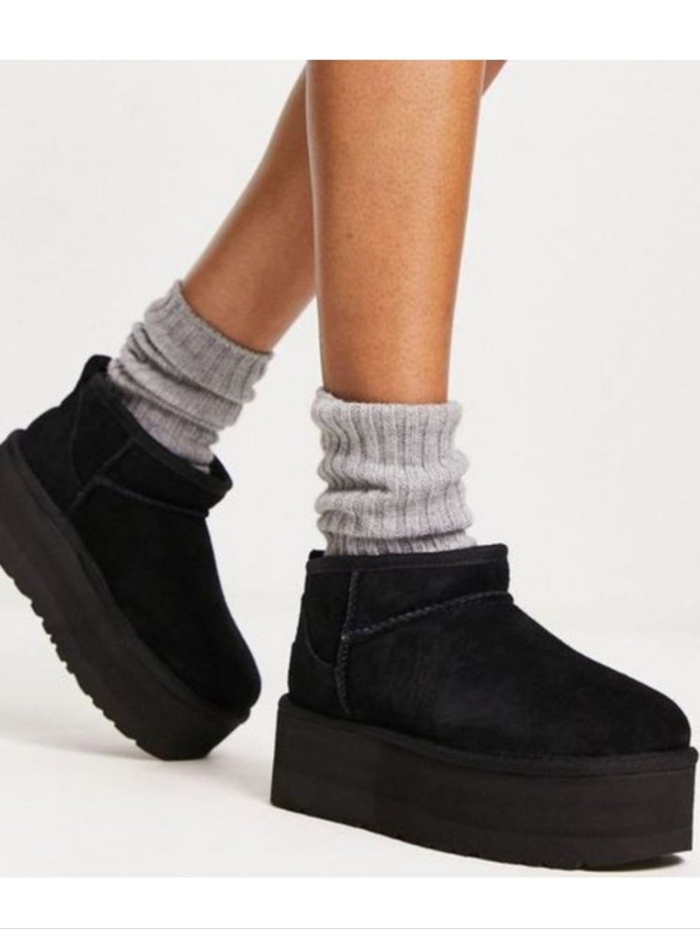 UGG Classic Ultra Mini Black Platform Booties Boots 7